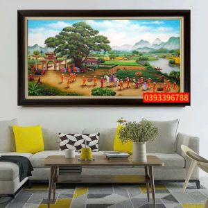 TRANH SƠN DẦU VINH QUY BÁI TỔ