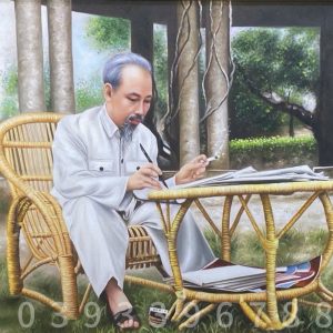 Alternative view of TRANH BÁC HỒ - TRANH SƠN DẦU BÁC HỒ NGỒI LÀM VIỆC