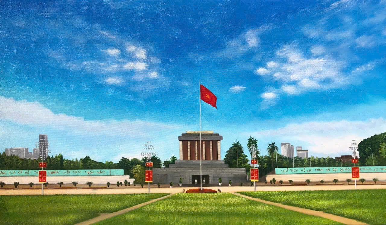 TRANH SƠN DẦU LĂNG BÁC HỒ - Ảnh 2