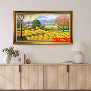 TRANH MÙA LÚA CHÍN - TRANH SƠN DẦU MÙA GẶT