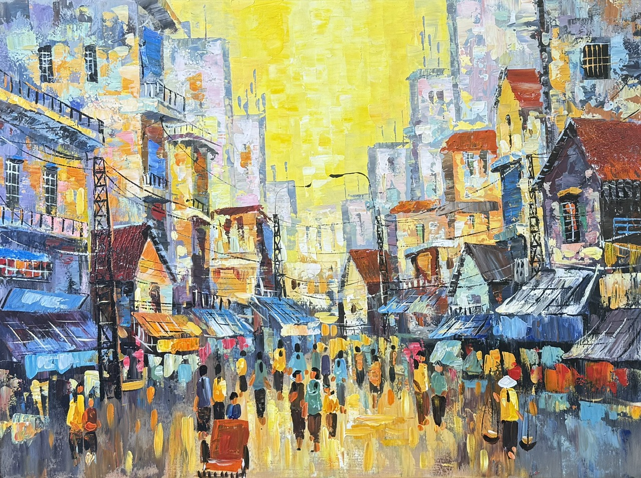 TRANH SƠN DẦU PHỐ CỔ HÀ NỘI TRỪU TƯỢNG - Ảnh 2