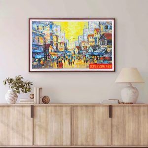 TRANH SƠN DẦU PHỐ CỔ HÀ NỘI TRỪU TƯỢNG