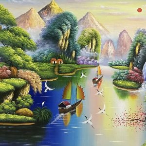 Alternative view of TRANH SƠN DẦU PHONG CẢNH SƠN THUỶ HỮU TÌNH