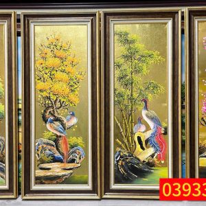 TRANH TỨ QUÝ TÙNG TRÚC CÚC MAI TREO PHÒNG KHÁCH